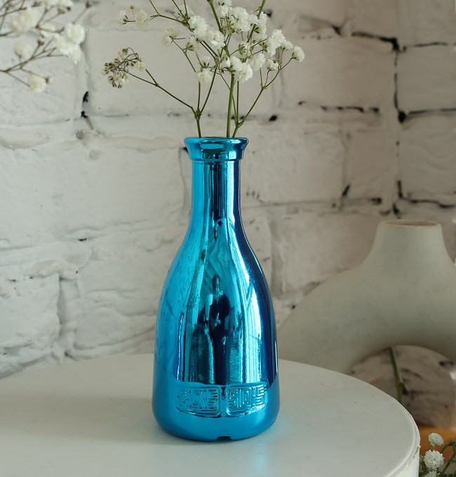 FL Ваза декоративная 15 см, Синий металлик