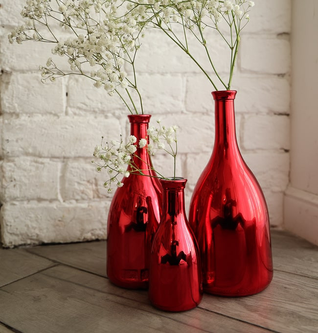 FL Ваза декоративная 15 см, Красный металлик