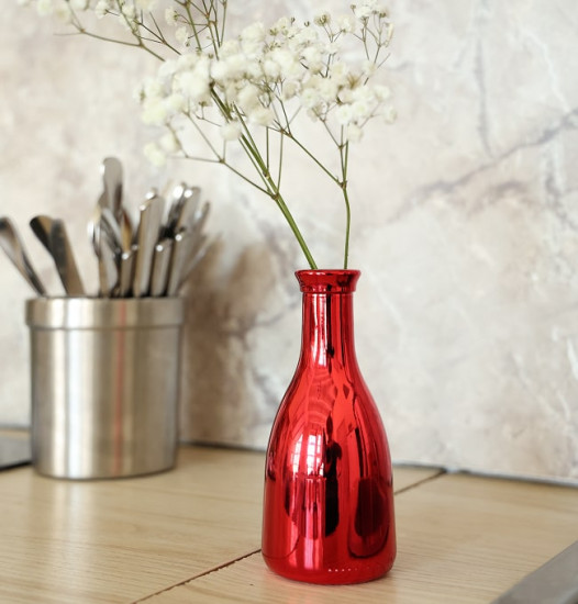 FL Ваза декоративная 25 см, Красный металлик